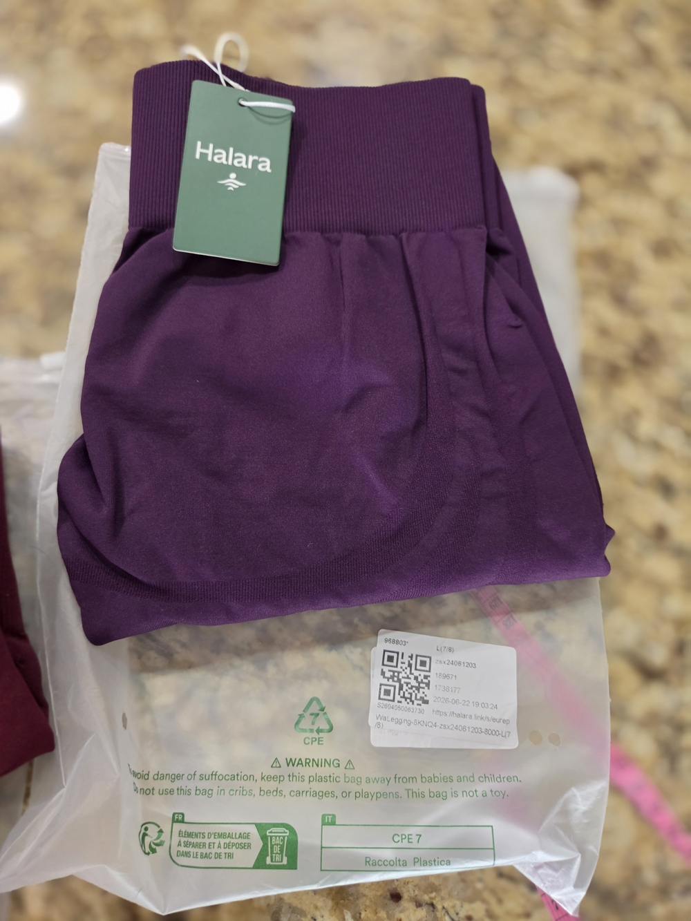 4-Pack Halara Leggings Set in Olive, Black, Burgundy & Purple L 7/8 Length - Picture 2 of 7